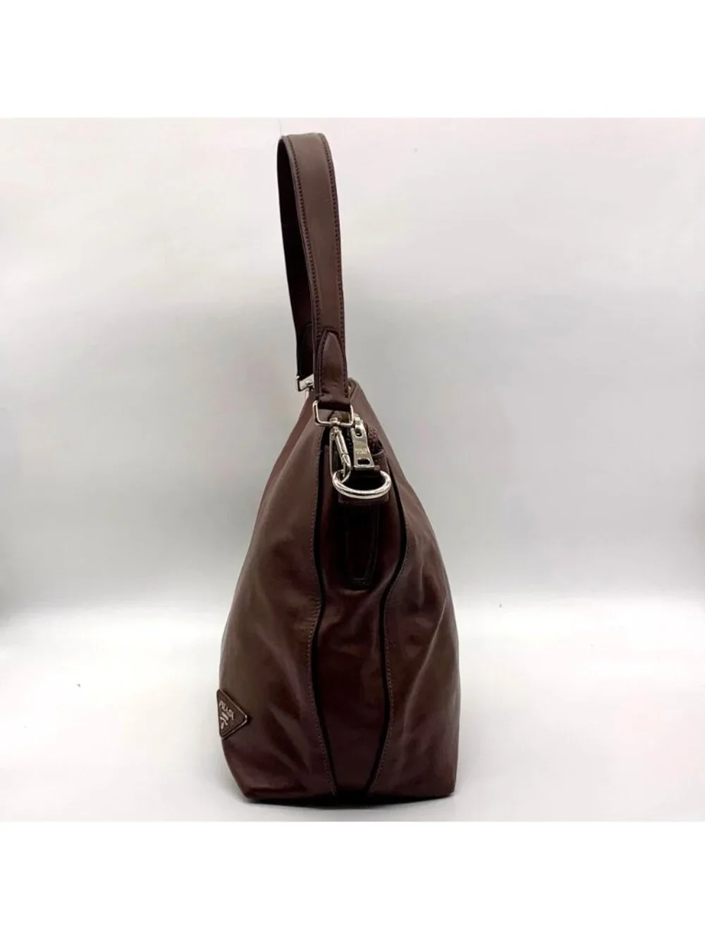 Prada Brown Cervo Leather Hobo Bag